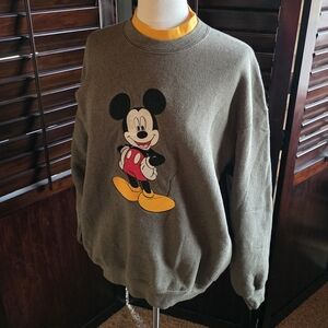 Vintage Lee Heavyweight Mickey Mouse Green Yellow Sweatshirt Womens Large